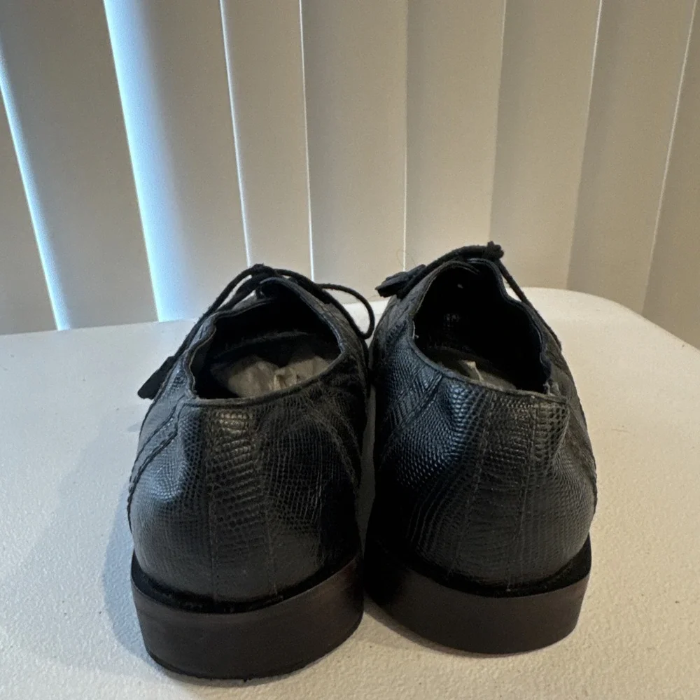 Giorgio Brutini Men's Black Alligator Print Leather Lace Up Dress Shoes  11 1/2M
